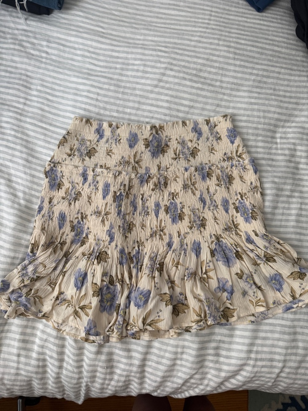 American Eagle Outfitters Cream Mini Skirt with Lavender Floral Print